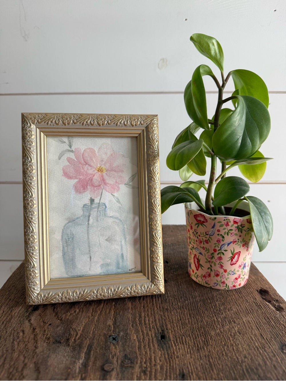 Hand crafted watercolor original in 4x6 gold frame